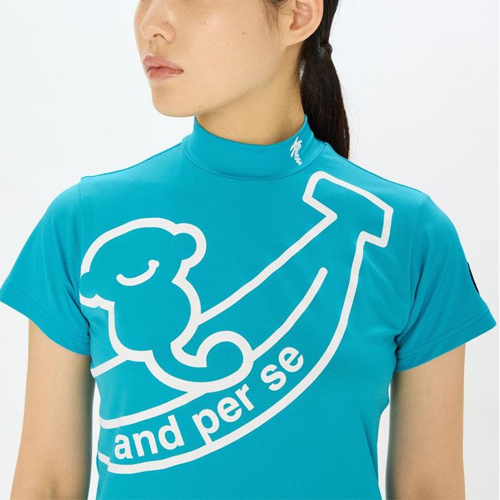 and per se（アンパスィ） 半袖 モックネックシャツ レディース ゴルフ