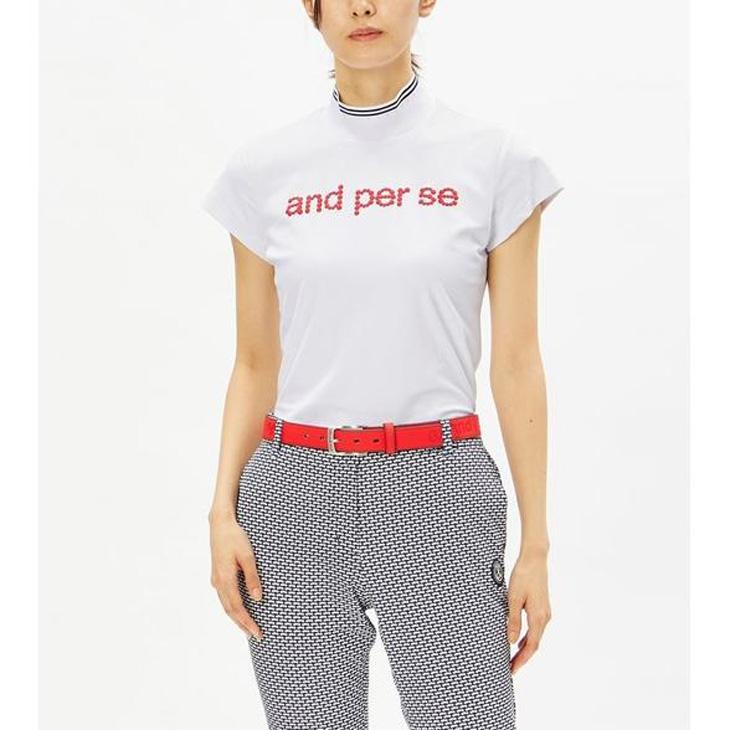 and per se アンパスィ 半袖 モックネックシャツ レディース ゴルフ