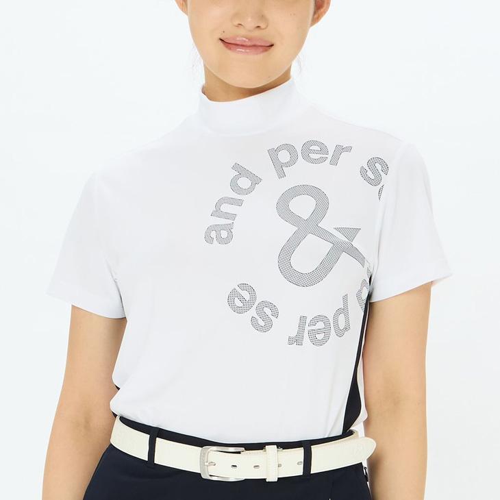 coco 中古 アンパスィ and per se レディース 半袖シャツ S 白×紺 モックネック ドット coco 中古 アンパスィ and per se レディース 半袖シャツ S 白