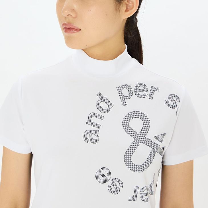 and per se アンパスィ 半袖 モックネックシャツ レディース