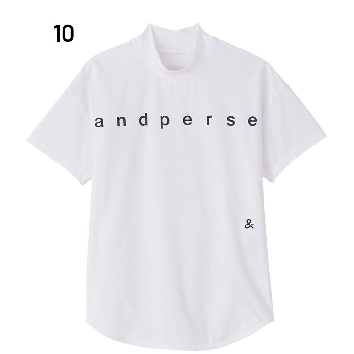 新品 アンパスィ and per se 半袖モックネックシャツ ホワイト and per se アンパスィ 半袖シャツ レディース ゴルフウェア