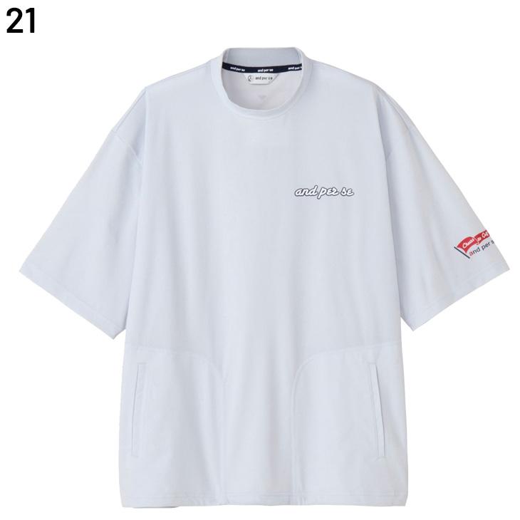 and per se（アンパスィ） メンズ 半袖ブルゾン モックネック プル