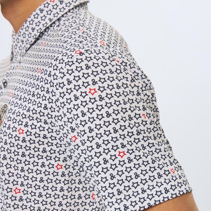 アンパスィ and per se　総柄ボタンダウン半袖シャツ アンパスィ 半袖シャツ 衿つき メンズ ゴルフウェア and per se GOLF