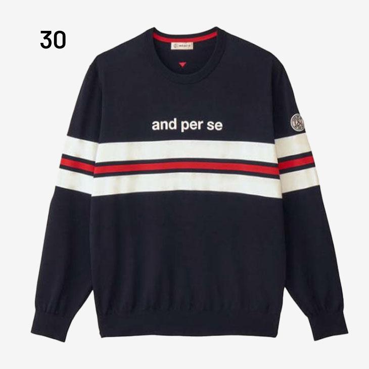 【新品未使用】アンパスィメンズ用ゴルフニット トレーナー and per se and per se（アンパスィ） セーター 長袖 メンズ ゴルフウェア