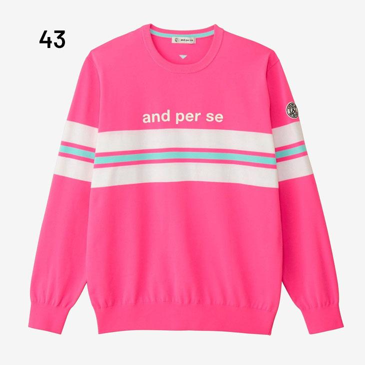 アンパスィ ゴルフ 長袖ニットセーター LL 表記　Vネック and per se（アンパスィ） セーター 長袖 メンズ ゴルフウェア