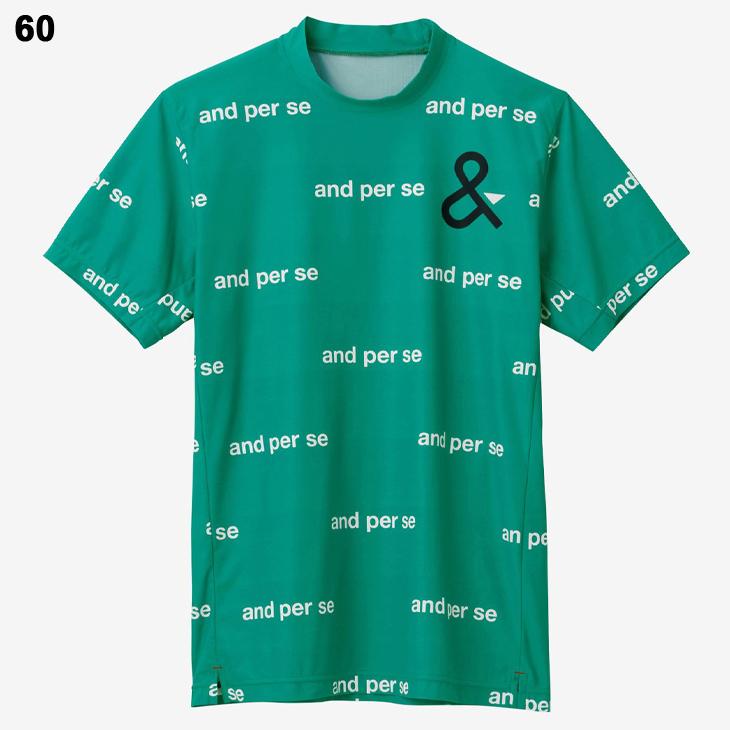 and per se アンパスィ 半袖 モックネックシャツ メンズ ゴルフウェア