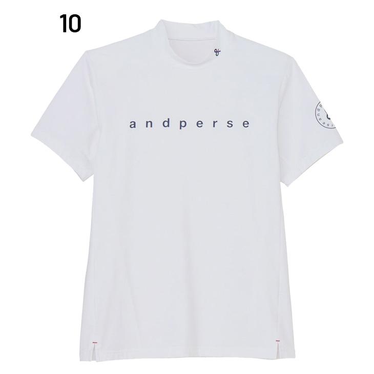 and per se アンパスィ 半袖 モックネックシャツ メンズ ゴルフ