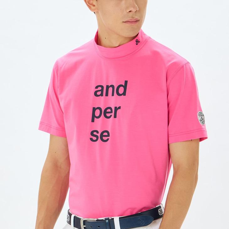 【新品未使用】and per se ゴルフ　モックネック半袖　L and per se（アンパスィ） 半袖 モックネックシャツ メンズ ゴルフ