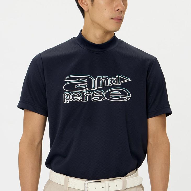and per se（アンパスィ） 半袖 モックネックシャツ メンズ ゴルフ