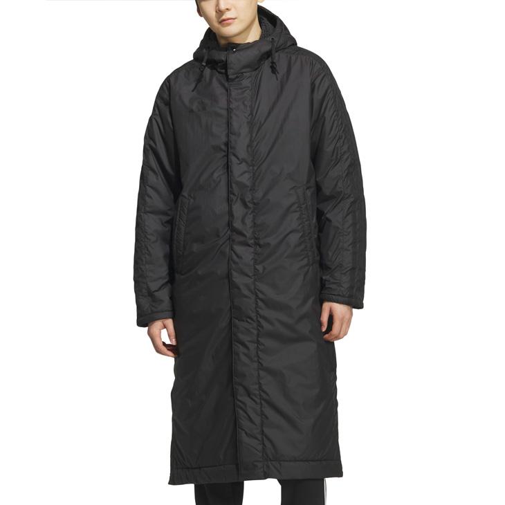 新品未使用 2XL アディダス 防風 撥水 ボアベンチコート 黒/白 ロング adidas アディダス ベンチコート 裏ボア メンズ M MH 3S ロング