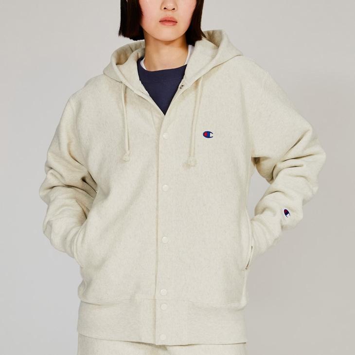Champion フード付きベスト ホワイト Champion（チャンピオン） スウェット パーカー メンズ リバース