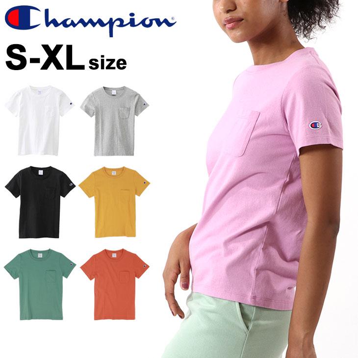 Tシャツ 半袖 レディース チャンピオン Champion ポケットtee 女性 半袖シャツ 無地 タウンユース スポーツカジュアル Cw M321