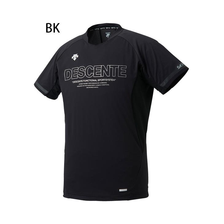 デサント　Tシャツ　バレーボール用シャツ 黒/赤 幾何学模様 デサント(DESCENTE) バレーボールウェア 半袖シャツ プラシャツ