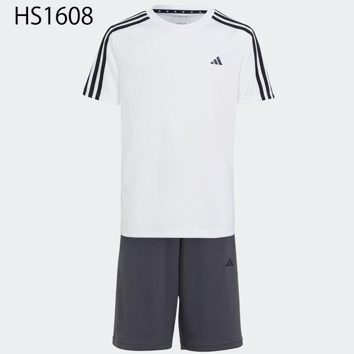 アディダス キッズ 半袖Tシャツ ハーフパンツ 上下 140-160cm 子供服 adidas ジュニア トレーニング スポーツウェア セットアップ 運動 子ども 2点セット /ECM35｜apworld｜02