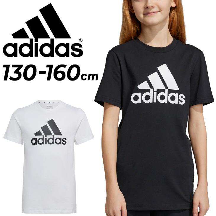 アディダス 半袖 Tシャツ キッズ 130-160cm 子供服 adidas スポーツウェア ジュニア ビッグロゴ プリントT 子ども 男の子 女の子  カジュアル 黒 白 /ECO39 :ECO39:APWORLD - 通販 - Yahoo!ショッピング