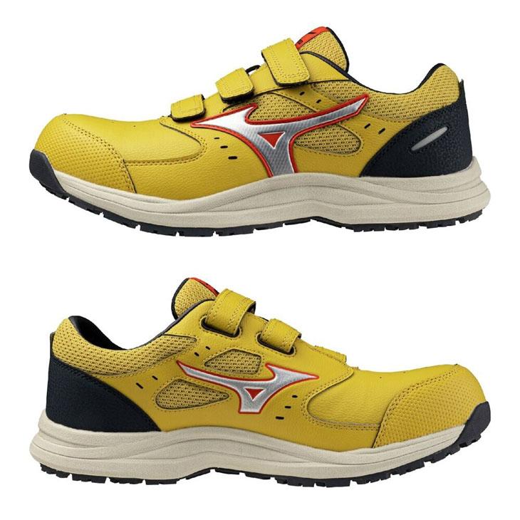 Mizuno 安全靴 イエロー ベルクロ MIZUNO（ミズノ） 作業靴 安全靴 メンズ 3本ベルト 3E相当 ワーキング