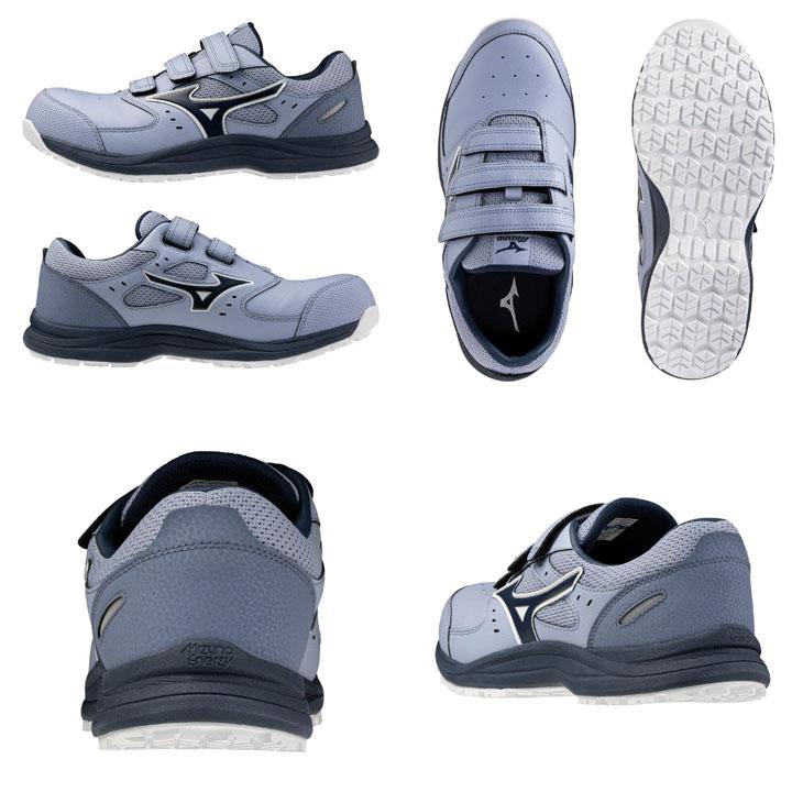 Mizuno 安全靴 グレー ベルクロ MIZUNO（ミズノ） 作業靴 安全靴 メンズ 3本ベルト 3E相当 ワーキング