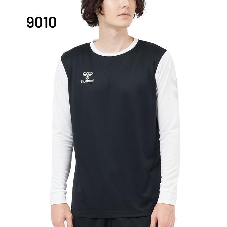 ヒュンメル 長袖 Tシャツ メンズ hummel ハンドボール プラクティスシャツ 吸汗速乾 スポーツウェア 男性 長袖シャツ ロンT プリントT 2色配色 /HAP7202 | hummel | 03