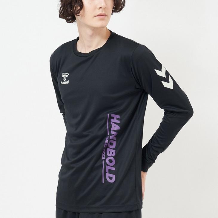ヒュンメル 長袖 Tシャツ メンズ hummel ハンドボール プラクティスシャツ 吸汗速乾 スポーツウェア 男性 長袖シャツ ロンT プリントT 単色 トップス /HAP7203 | hummel | 04