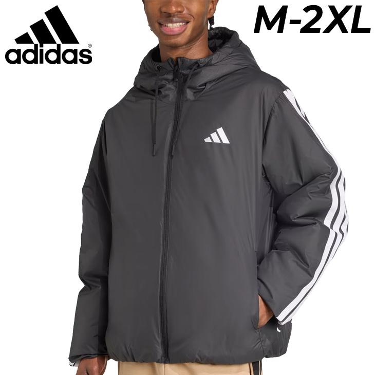 アディダス 中綿ジャケット メンズ adidas M ESS 3S フードパデッドジャケット｜保温 防寒アウター スポーツウェア パーカージャケット スポーティ  メンズウエア ジャンバー 秋 冬 服 上着 ブランド アパレル/KLK10 adidas（アディダス） 中綿ジャケット メンズ adidas M ESS 3S フード