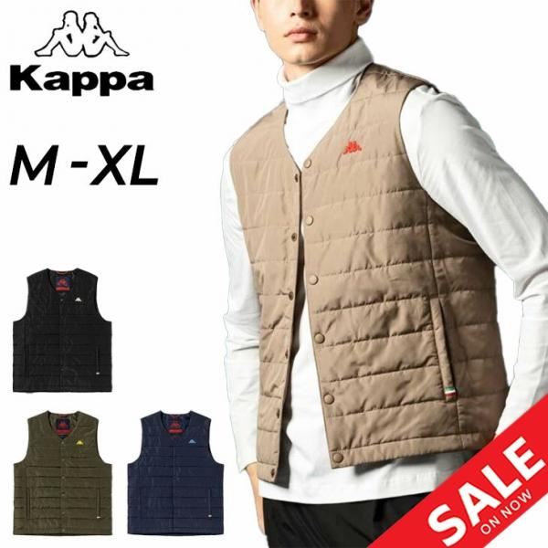 カッパ 中綿ベスト メンズ アウター Kappa BRANDS RDKパディングベスト キルティング インナーベスト ノーカラー 衿なし ジレ