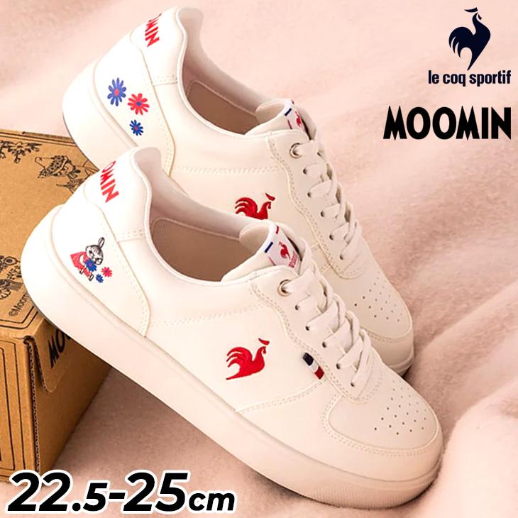 ルコック ムーミンコラボ スニーカー レディース 2E相当 le coq sportif LCS ニーム MM｜コートスタイル ローカット 女性 リトルミイ キャラクター レディースシューズ  婦人靴 かわいい ブランド くつ/LU6SSN16LZ le coq sportif（ルコックスポルティフ） ルコック ムーミンコラボ