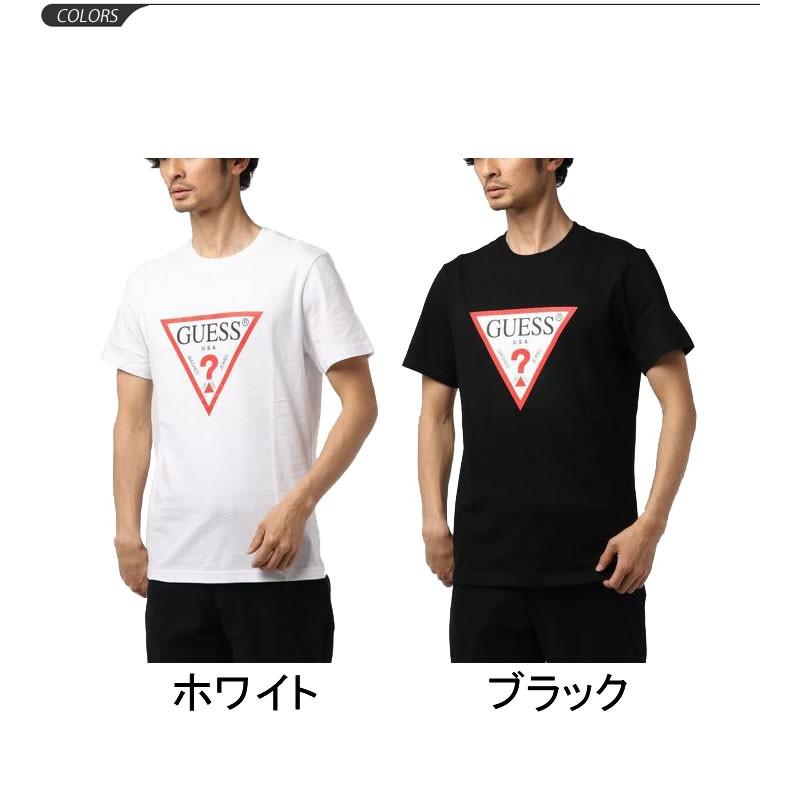 半袖Tシャツ メンズ 光沢ロゴ ショルダーパット 2色 GUESS Tシャツ 半袖 メンズ ゲス TRIANGLE LOGO TEE