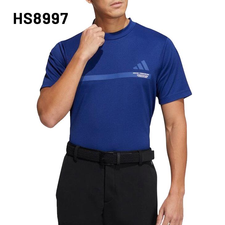 adidas - adidas アディダス ロゴ モックネック ゴルフ ウェア 半袖 シャツ 人気 adidas ポロシャツ ビッグ アディダスロゴ 半袖モックネック