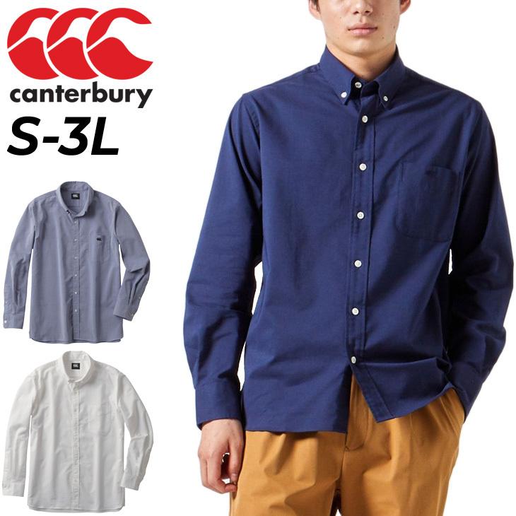 カジュアルシャツ 長袖 メンズ カンタベリー canterbury/ボタンダウン 無地 男性 シンプル ビジネス 紳士服 ビジカジ トップス/RA42056｜apworld