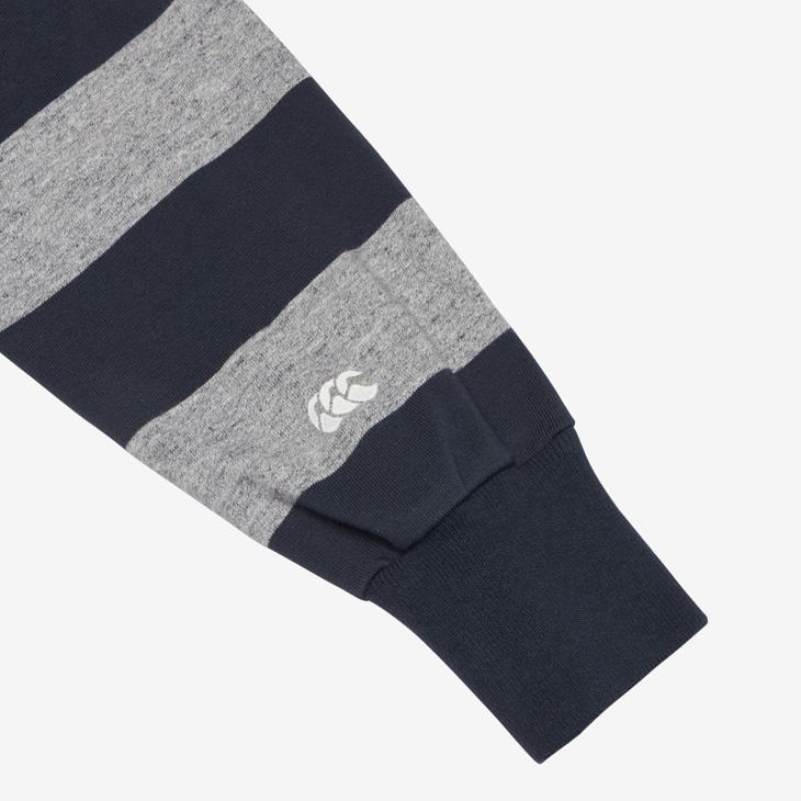 Canterbury ストライプラガーシャツ ネイビー/グレー カンタベリー（Canterbury） ラガーシャツ 長袖 メンズ ユニセックス