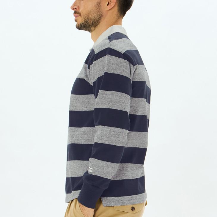 Canterbury ラガーシャツ ストライプ 水色/紺色