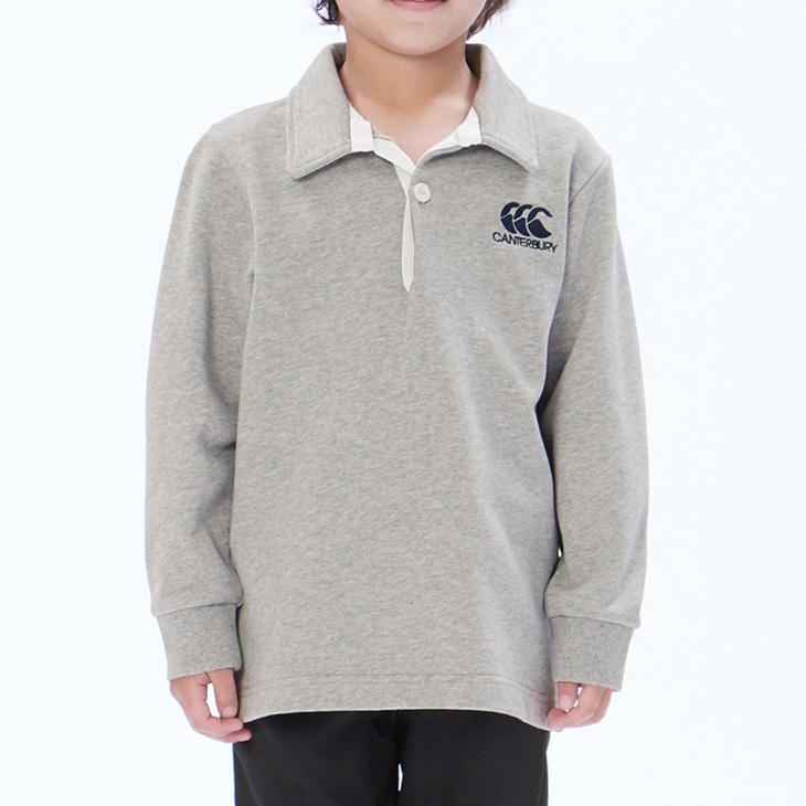 カンタベリー キッズ ラガーシャツ 100-140cm 子供服 canterbury スウェットシャツ 裏毛タイプ 長袖 ジュニア ビッグロゴ 子ども用　ラガースタイル /RAJ43907｜apworld｜05