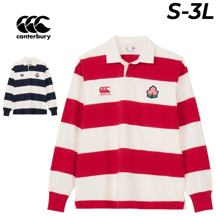 Canterbury ラガーシャツ レッド ホワイト Lサイズ シャツ ンタベリー ラガーシャツ 長袖 メンズ レディース canterbury