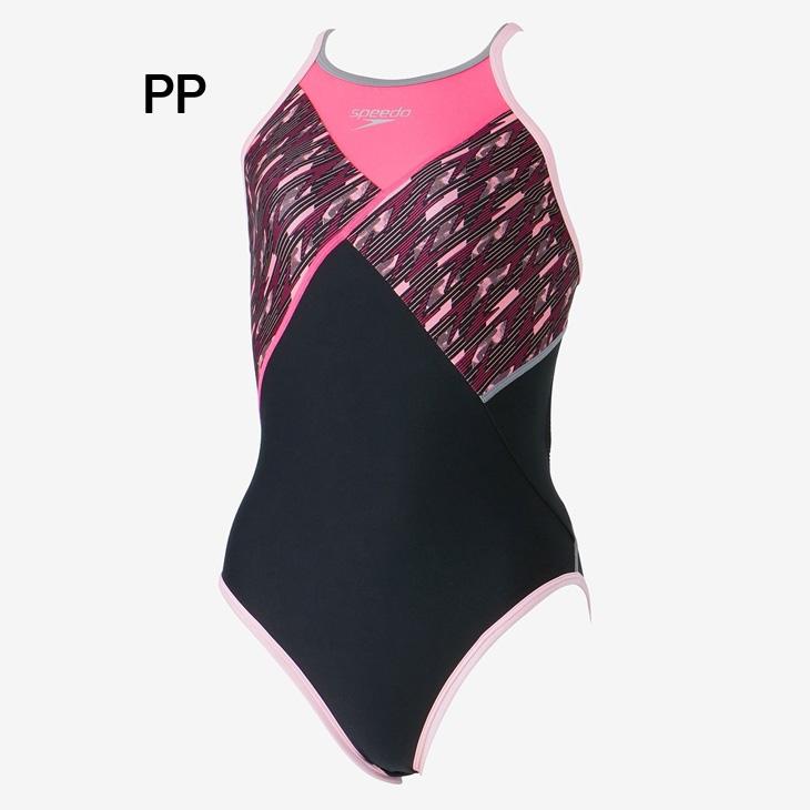 speedo レディース スポーツ用水着 L ブラック/ピンク Speedo（スピード）】レディース フィットネス水着 FEEL UP L