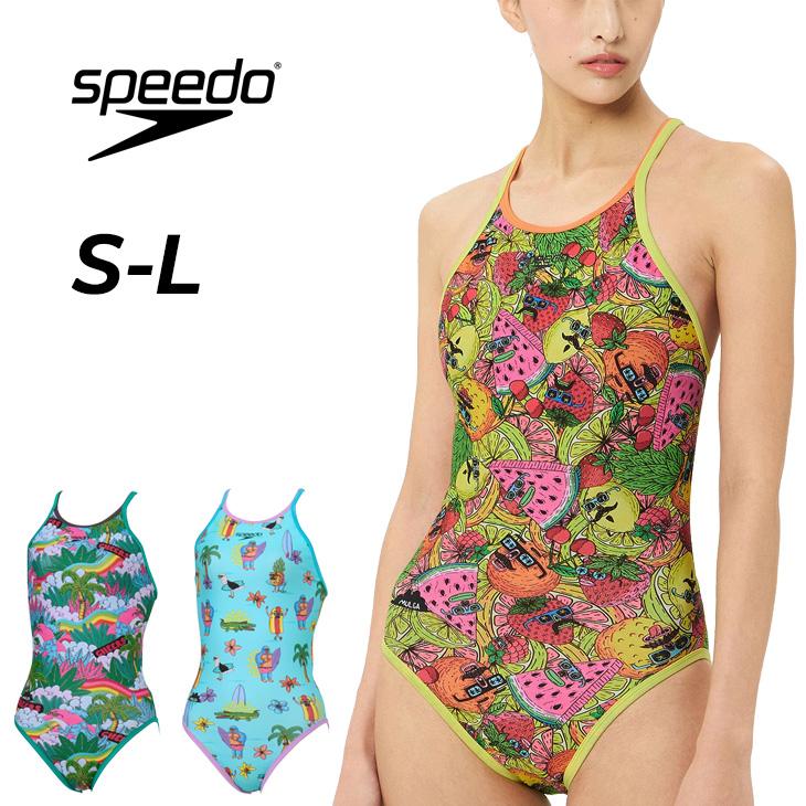 モルガとのコラボ　speedo ロゴなしトロピカル柄 ワンピース水着 スピード レディース 水泳 競泳 練習用水着 Speedo モルガ ターンズ