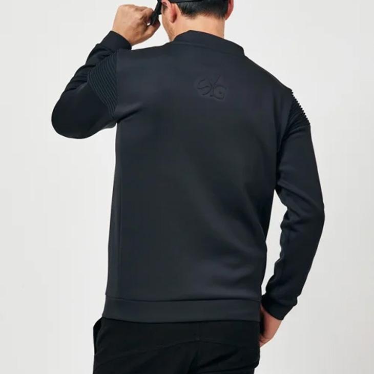 SY32 ゴルフ:メンズ:Lサイズ:黒:ストレッチ プルジップ スウェット 長袖 SY32 ゴルフ:メンズ:Lサイズ:黒:ストレッチ プルジップ スウェット