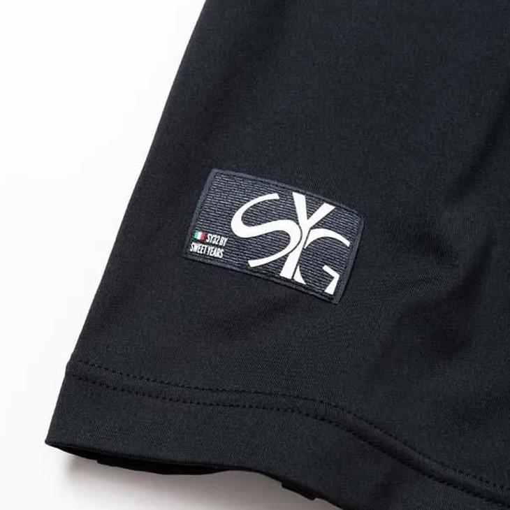 SY32 GOLF ロゴ　半袖シャツ　黒　L モックネック　ゴルフ　ハイネック SY32 by SWEET YEARS（エスワイサーティトゥバイスィートイヤーズ