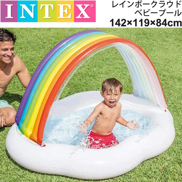 家庭用プール ビニールプール キッズ インテックス INTEX社 レインボークラウドベビープール 142×119×84cm/水遊び 夏 かわいい 庭/U-57141｜apworld