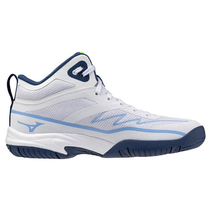 ジッパー付きバスケットボールシューズ ブルー/ホワイト ミズノ（MIZUNO）（メンズ、レディース）ウエーブ トランジスタ バスケ