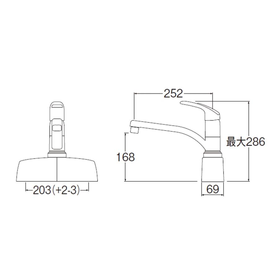 SANEI(三栄水栓) CK676-2-13 シングル取替用台付混合栓 U-MIX : AQ