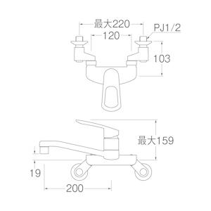 三栄水栓(SANEI) K2710E-3U-13 シングル混合栓 キッチン用 : k2710e-3u