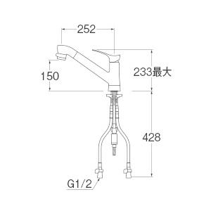 三栄水栓 (SANEI) K87121ET6JK-13 シングル混合栓(ファインバブル付) ワンホールシングルレバー式 キッチン用 寒冷地用｜aq-planet｜02