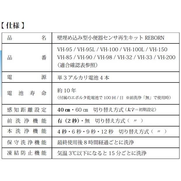 デルマン(DELMAN)　壁埋め込み型小便器センサ再生キット REBORN(リボーン)　VH-100L　パネル長方形　（TOTO TEA99L・TEA100L対応）｜aq-planet｜02