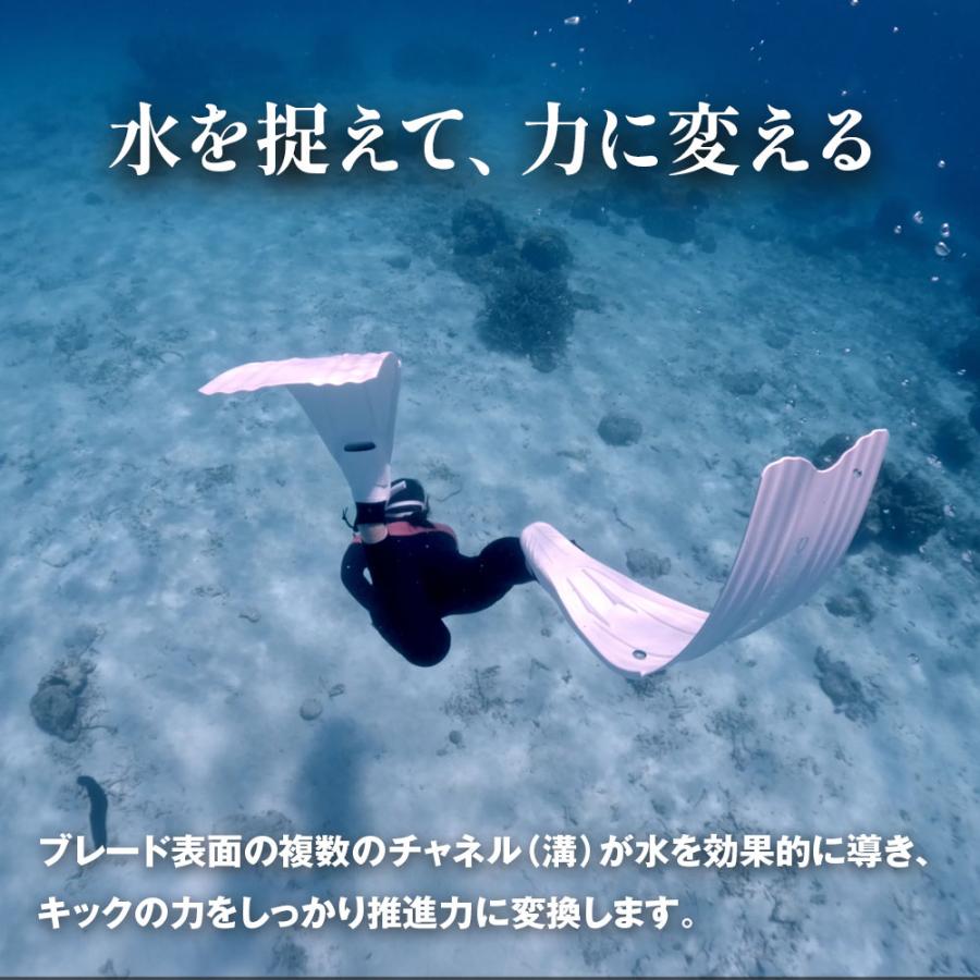 ロングフィン シュノーケルフィン 白 ホワイト スキンダイビング L