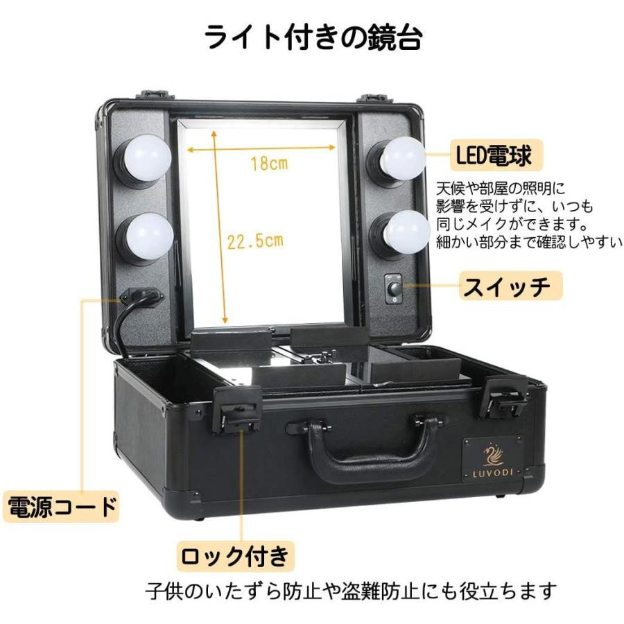ポイント10倍 Luvodi メイクボックス 鏡付き プロ用 大容量 バニティーケース 持ち運び Ledライト 化粧箱 コスメ収納ボックス 鍵付き おしゃれ 数量限定 特売 Hotelmayerjesolo It