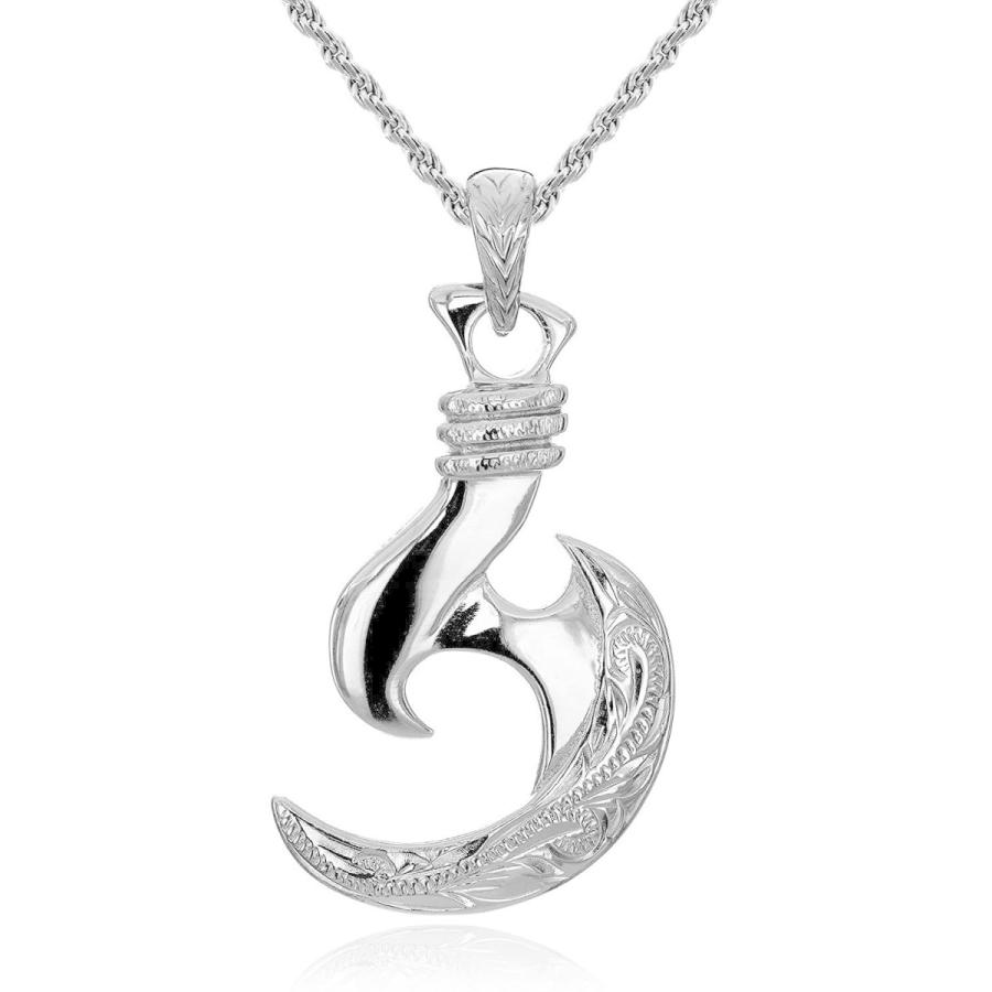 今季一番 フィッシュフック 釣り針 ハワイアンジュエリー レイラニ ペンダント ロープチェーン50cm付 925 シルバー メンズ ネックレス メンズアクセサリー