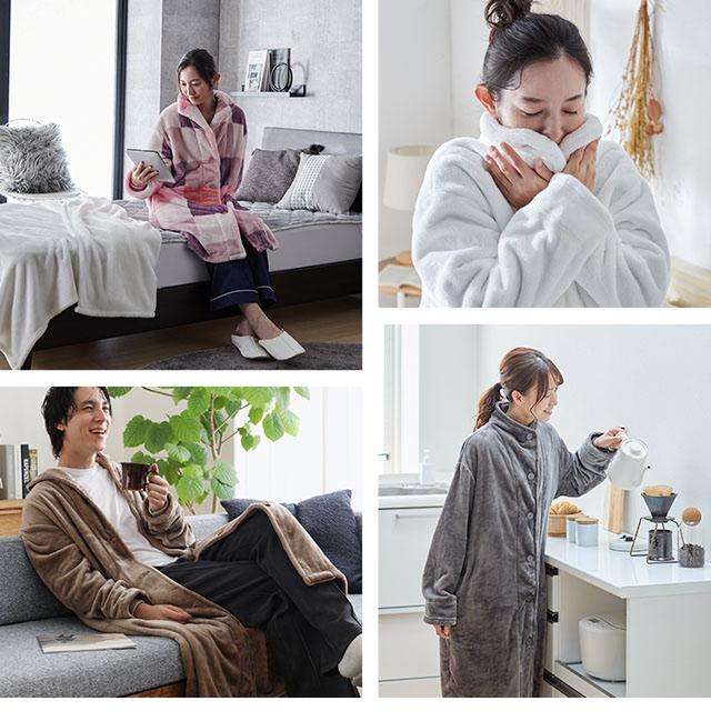 mofua モフア プレミアムヒートマイクロファイバー着る毛布 クリーン