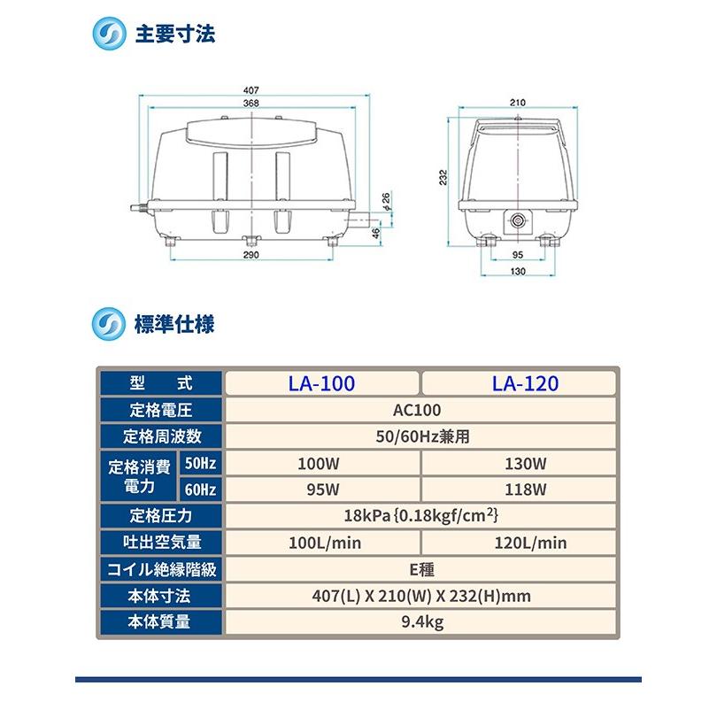 【2年保証付】日東工器 メドー LA-100 合併浄化槽エアーポンプ 電動ポンプ 浄化槽エアーポンプ 浄化槽ブロワー 浄化槽ポンプ 浄化槽エアポンプ ブロワー ブロワ｜aqua-legend｜05