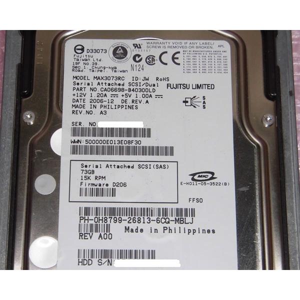 富士通 MAX3073RC SAS 3.5インチ 中古ハードディスク 富士通 MAX3073RC