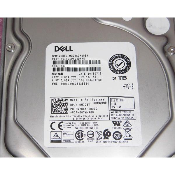 DELL（デル） DELL 0M7D8Y (MG04SCA20EN) SAS 2TB 12G 7.2K 3.5インチ